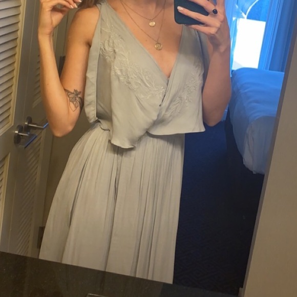 Free people gray/blue Fiona tie midi dress - Picture 4 of 4